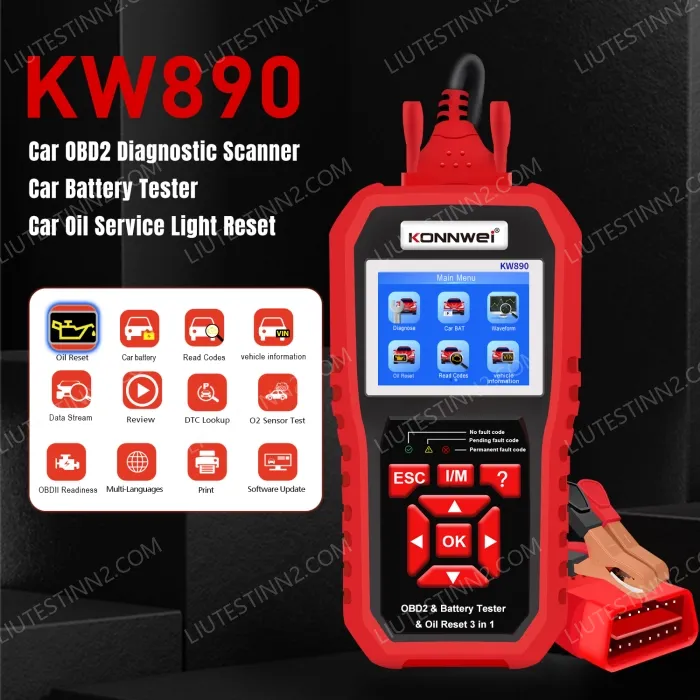 KW890 Automotive Fault Diagnosis Instrument Engine Fault Reading Fault Code Query Playback Function Testing Tools