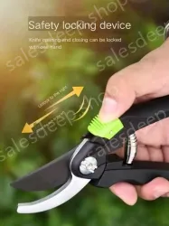 Black 8 inch - anti-pinch and labor-saving pruning shears